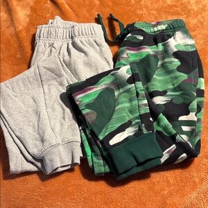 Kids Green Camouflage and Gray Jogger Pants